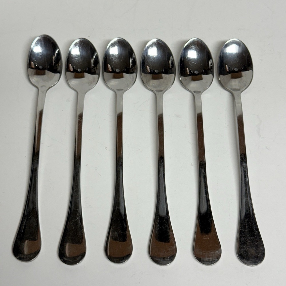 Lot Of‎ 6 Cambridge Charm Stainless Iced Tea Spoons 8 1/8" READ